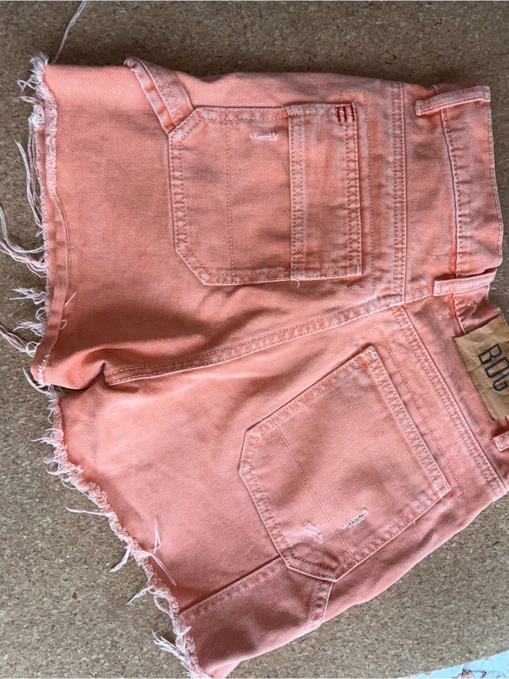 BDG Peachy Frayed Hem Denim Shorts